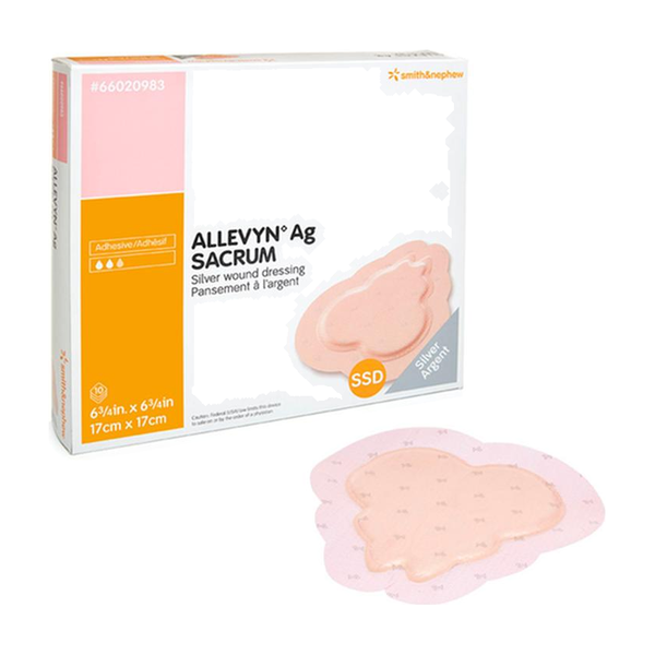 BX/10 ALLEVYN AG ADHESIVE SACRUM DRESSING, SIZE 22CM X 22CM