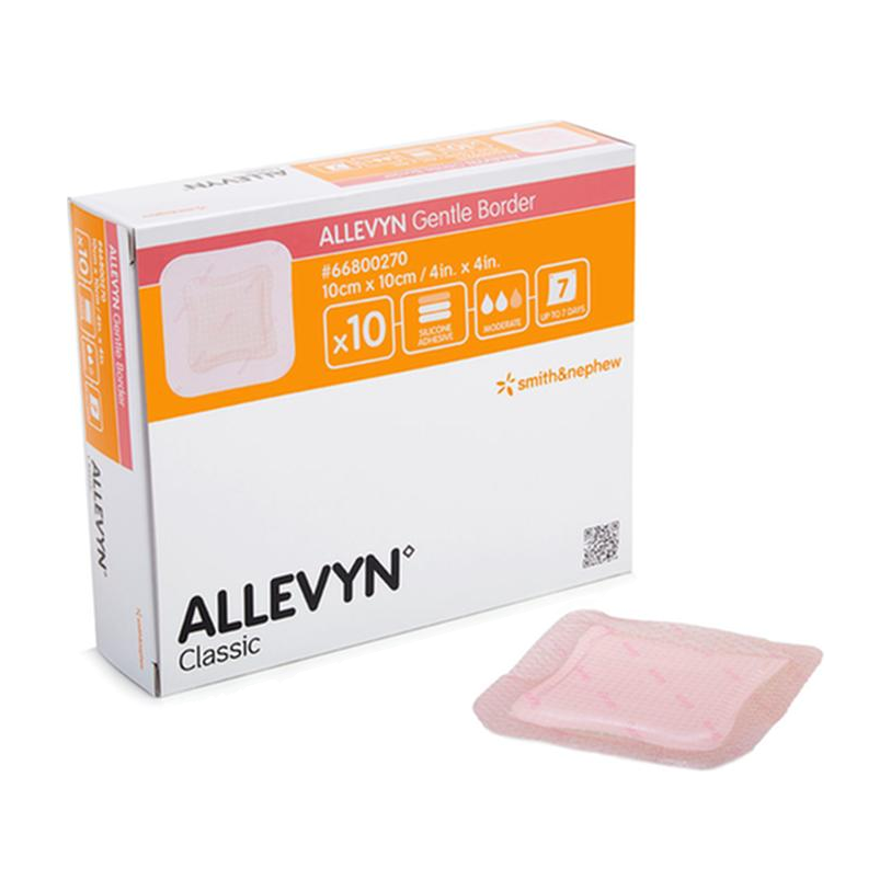 BX/10 ALLEVYN GENTLE BORDER DRESSING, SIZE 7.5CM X 7.5CM
