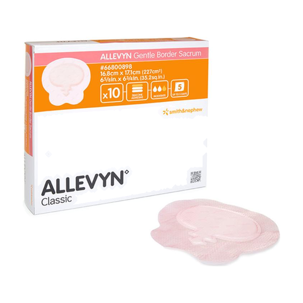 BX/10 ALLEVYN GENTLE BORDER SACRUM, SIZE 16.8CM X 17.1CM