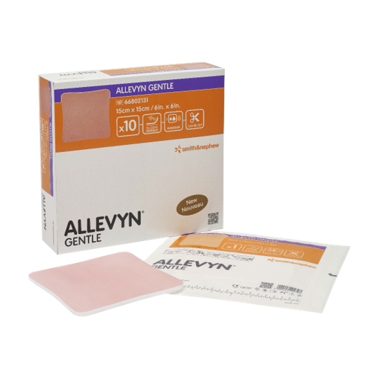 BX/10 ALLEVYN GENTLE ADHESIVE FOAM DRESSING 5CMX5CM SENSITIVE SKIN LATEX-FREE