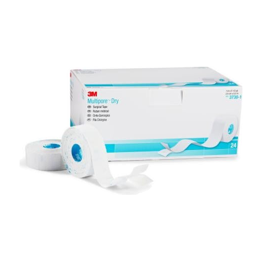 BX/12 MULTIPORE DRY SURGICAL TAPE (1/2"X5M) PIQUE HYPOALLERGENIC ELASTIC STRETCH NON-STERILE LATEX-F