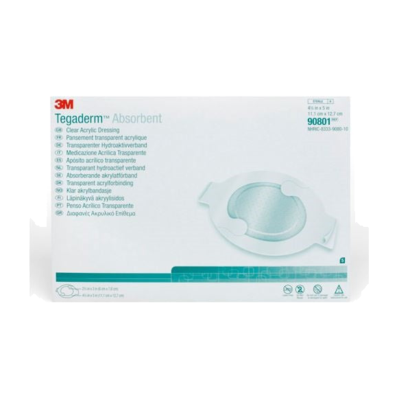 BX/10 TEGADERM ABSORBENT CLEAR ACRYLIC DRESSING 3.75" X 3" OVAL HYPOALLERGENIC ADHERENT FILM BORDER