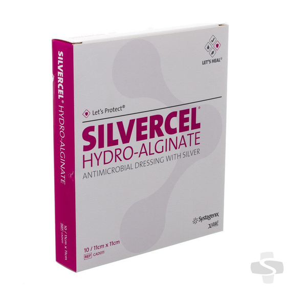 BX/10 SILVERCEL HYDRO-ALGINATE ANTIMICROBIAL DRESSING 11CM X 11CM STERILE NON-WOVEN MAINTAINS STRENG