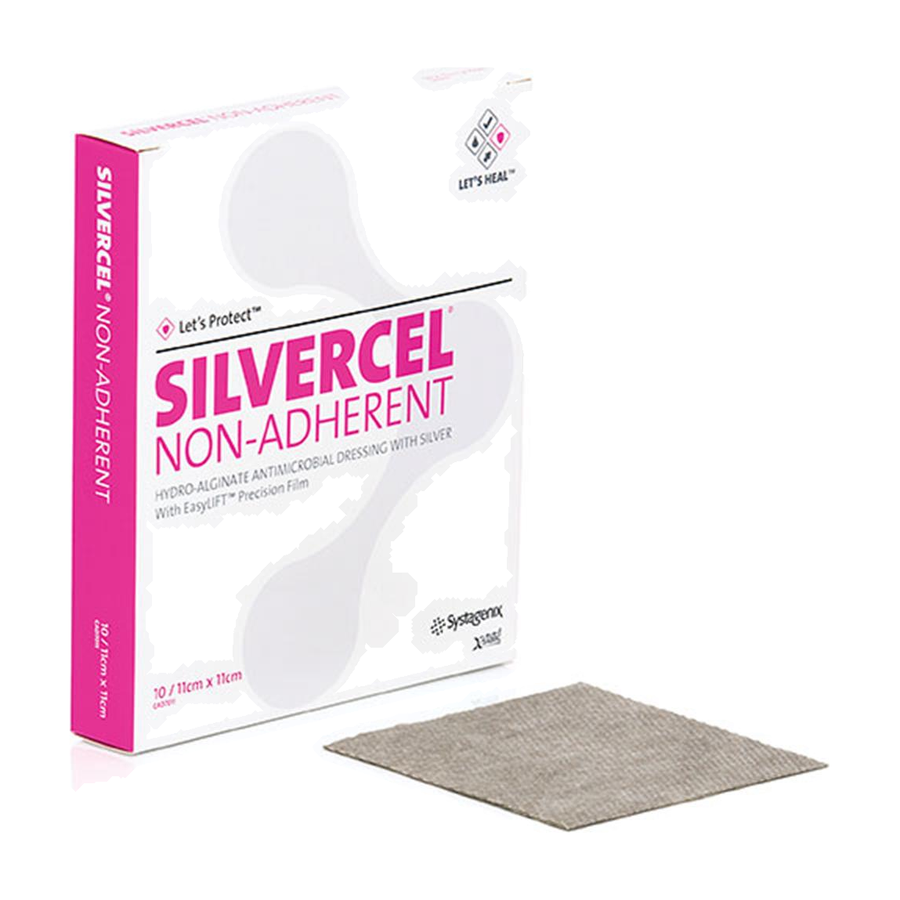 BX/10 SILVERCEL NON-ADHERENT HYDRO-ALGINATE ANTIMICROBIAL DRESSING WITH SILVER 11CM X11CM
