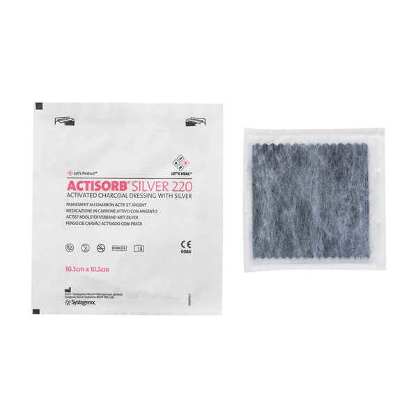 BX/10 ACTISORB SILVER 220 ACTIVATED CHARCOAL DRESSING WITH SILVER 10.5CM X 10.5CM