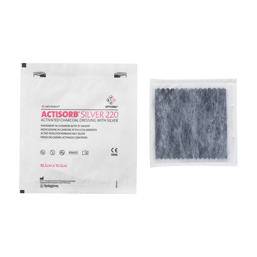 BX/10 ACTISORB SILVER 220 ACTIVATED CHARCOAL DRESSING WITH SILVER 10.5CM X 10.5CM