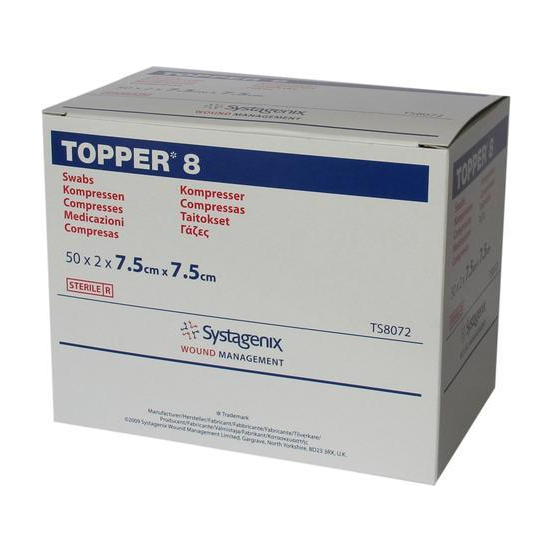 BX/100 TOPPER? 8 SWABS (4 PLY, STERILE) 7.5CM X 7.5CM