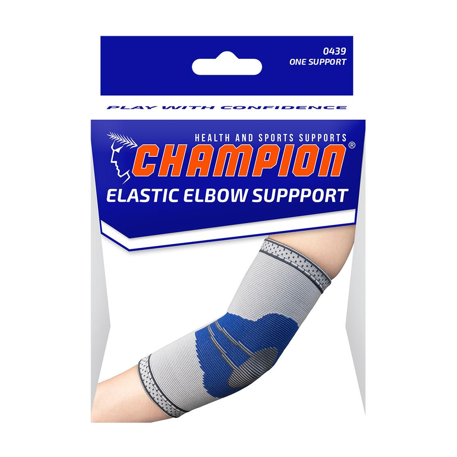 EA/1 CHAMPION ELASTIC ELBOW SUPPORT, LIGHT-GREY SMALL (9-10.25")