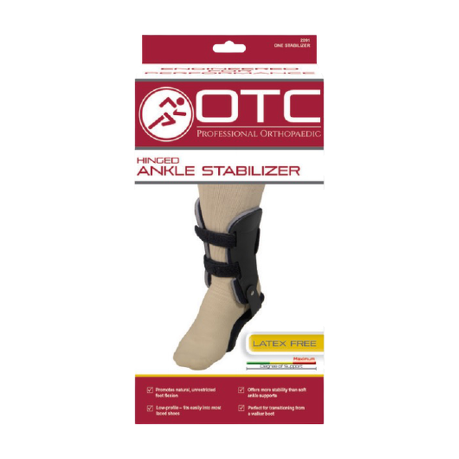 EA/1 OTC MAXIMUM ANKLE STABILIZER W/ EXOSKELETON & STRAPS LARGE BLACK