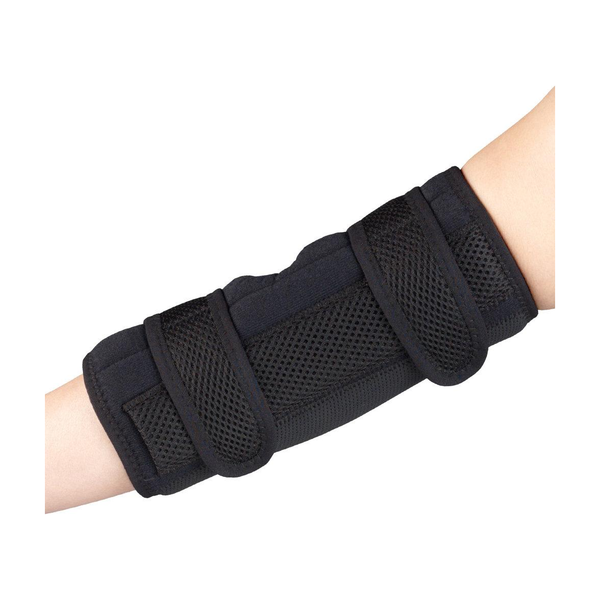 EA/1 OTC MAXIMUM ELBOW NIGHT SPLINT SUPPORT L (11 - 13 1/2") DUAL STRAPS & REMOVABLE SPLINT BLACK
