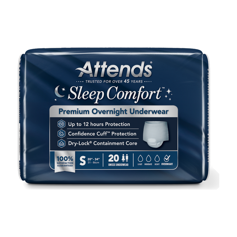 52637 SLEEP COMFORT™ PREMIUM OVERNIGHT UNDERWEAR - SMALL (20”-34“) - 4 BAGS OF 20