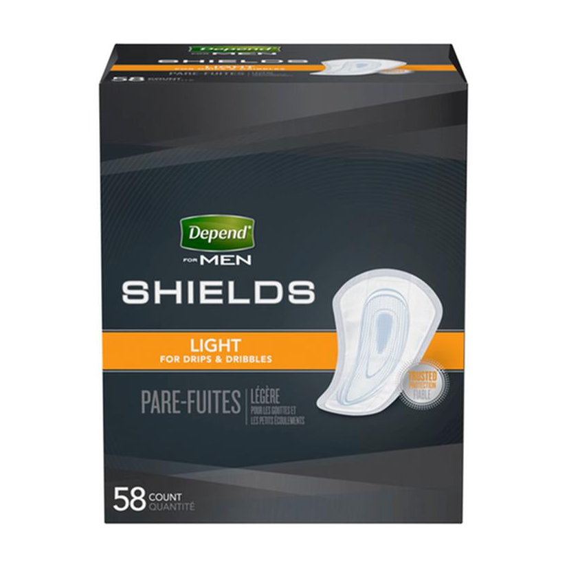 PKG/58 DEPEND FIT-FLEX LIGHT SHIELDS MALE CONVENIENCE