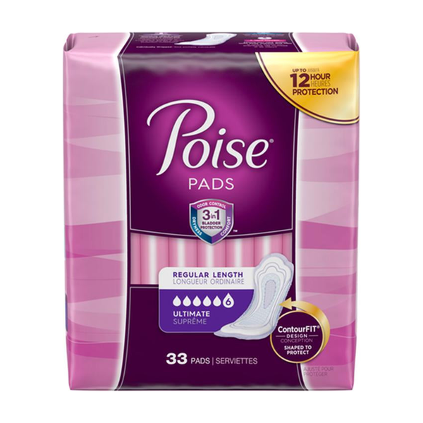 PKG/33 POISE ORIGINAL ULTIMATE REGULAR NON-WINGED PADS CONVENIENCE