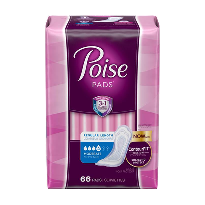 PKG/66 POISE ORIGINAL MODERATE REGULAR NON-WINGED PADS CONVENIENCE