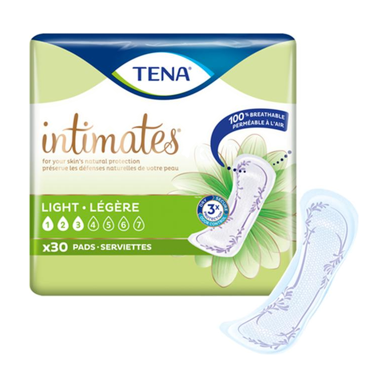 CS/6PKG (30/PKG) TENA INTIMATES ULTRA THIN LIGHT PADS, 9" LENGTH