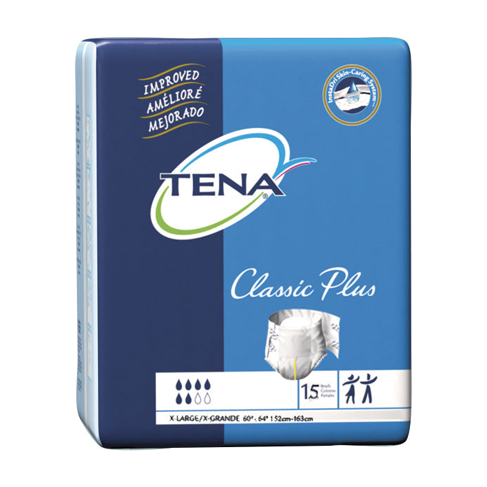 CS/4PKG (15/PKG) TENA CLASSIC PLUS BRIEF, X-LRG SIZE, 60IN-64IN Heavy Item