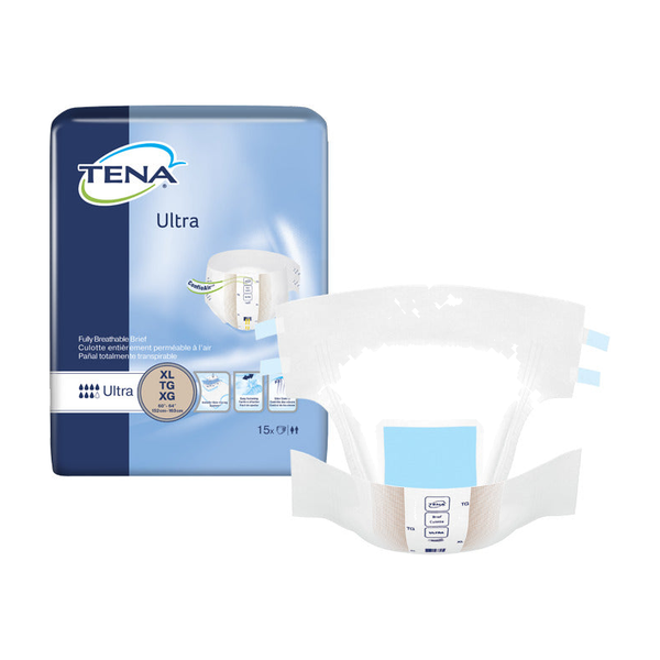 CS/4PKG (15/PKG) TENA ULTRA BRIEF, X-LARGE SIZE 60IN-64IN, BLUE Heavy Item