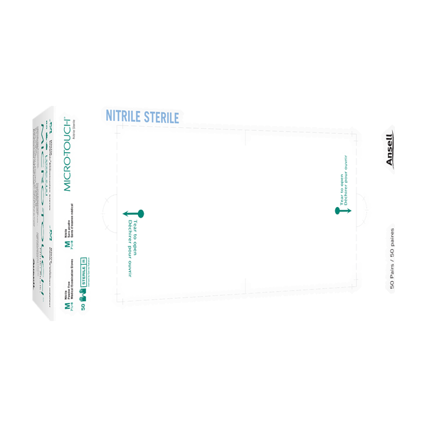BX/50PR MICRO-TOUCH NITRILE GLOVES STERILE BLUE LARGE 4.3MIL EXTENDED CUFF 11.6"
