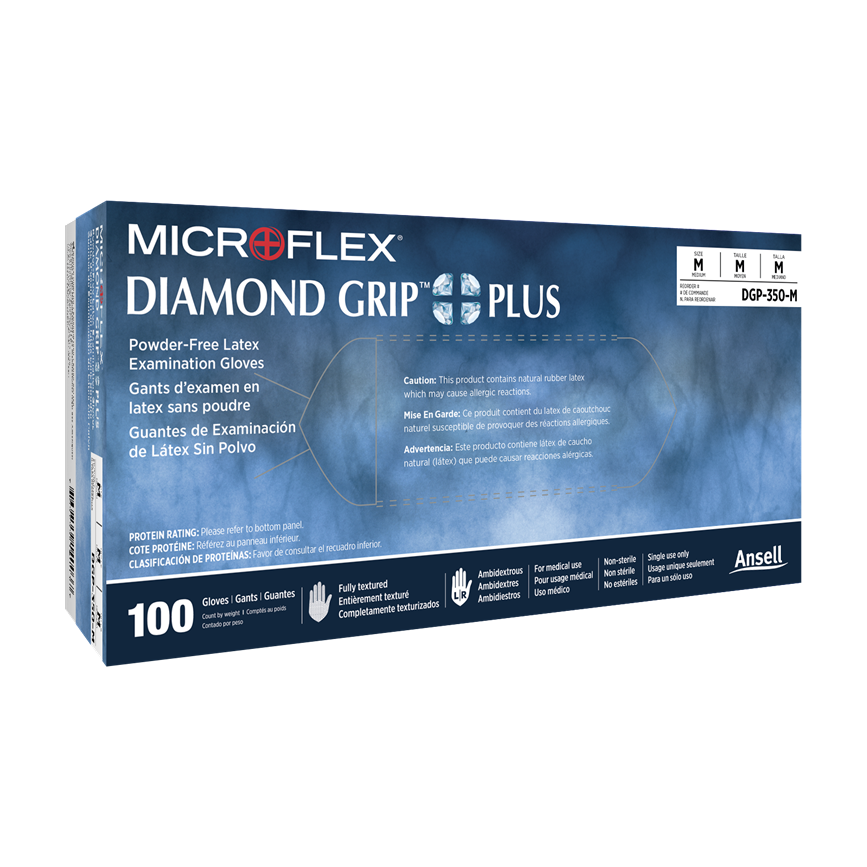 BX/100 DIAMOND GRIP PLUS LATEX GLOVES SMALL 5.5MIL, 9.6" CUFF