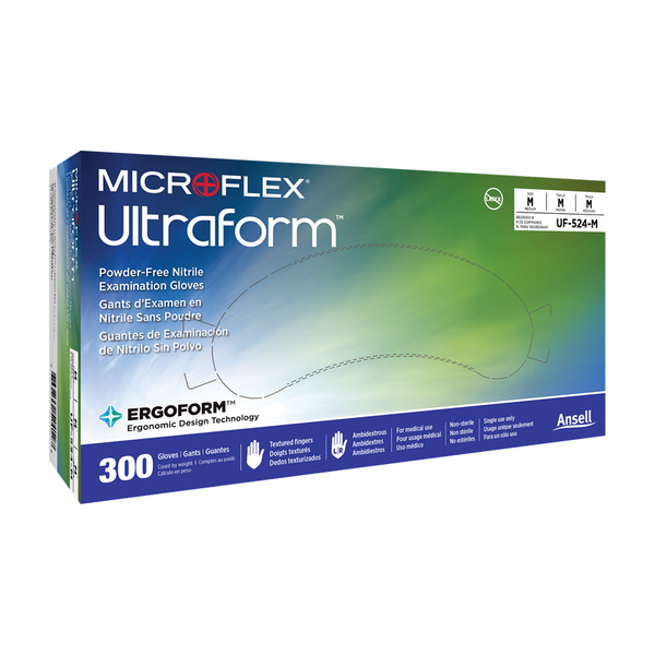 BX/300 ULTRAFORM NITRILE GLOVES COBALT BLUE SMALL 2.4MIL STANDARD CUFF