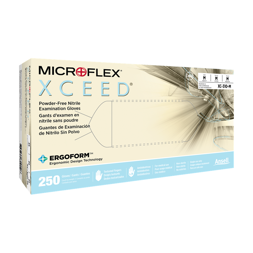BX/250 XCEED NITRILE GLOVES BLUE EXTRA SMALL 2.8MIL, 9.5" CUFF