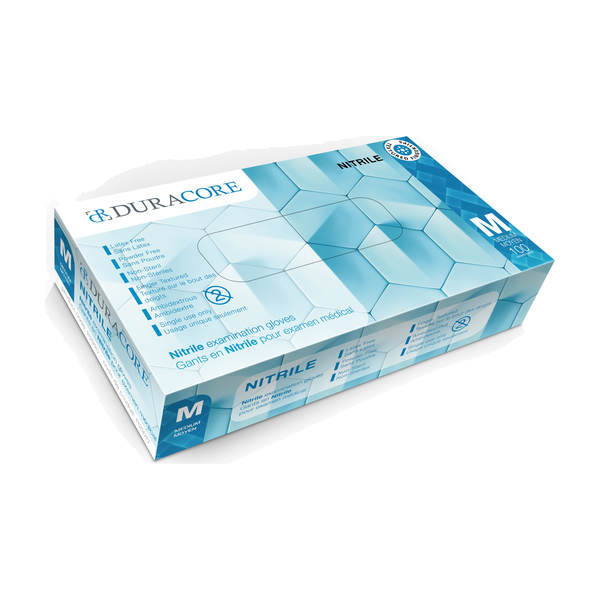 BX/100 DURACORE NITRILE EXAMINATION GLOVES, 4.2 MIL, POWDER FREE, MEDIUM (ALL SALES FINAL /NON RETUR