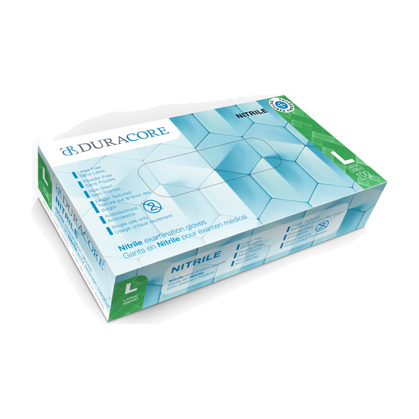 BX/100 DURACORE NITRILE EXAMINATION GLOVES, 4.2 MIL, POWDER FREE, LARGE (ALL SALES FINAL /NON RETURN