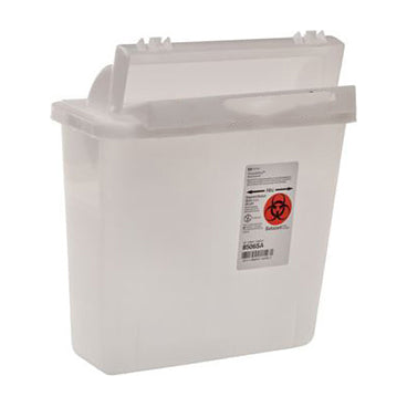 EA/1 IN-ROOM SHARPS CONTAINER WITH COUNTER BALANCED LID -CLEAR 5QT