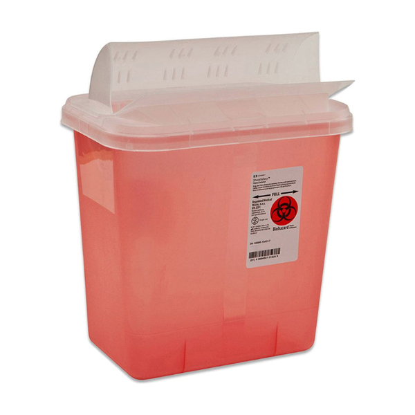 EA/1 SHARPSAFETY SHARPS CONTAINER, HORIZONTAL DROP, RED, 2 GALLON