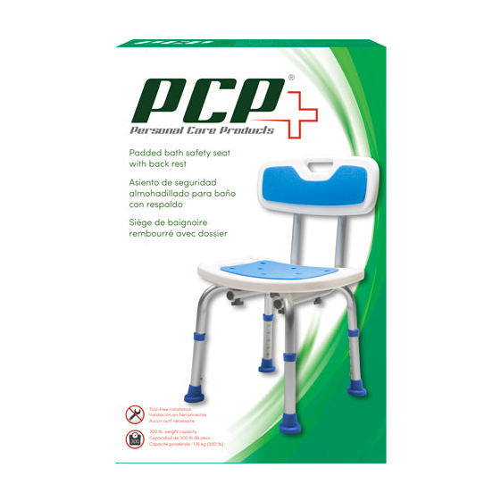 EA/1 ADJUSTABLE PADDED BATH SAFETY SEAT WITH BACKREST