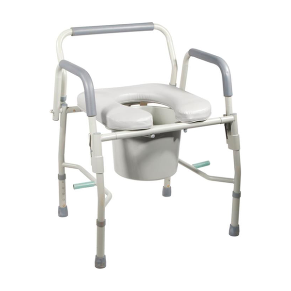EA/1 STEEL DROP ARM BEDSIDE COMMODE WITH PADDED SEAT AND ARMS * Drive Medical item surcharge included in sell
