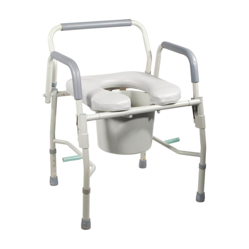 EA/1 STEEL DROP ARM BEDSIDE COMMODE WITH PADDED SEAT AND ARMS * Drive Medical item surcharge included in sell
