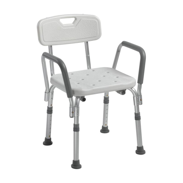 EA/1 KNOCK DOWN BATH BENCH WITH BACK AND PADDED ARMS * Drive Medical item surcharge included in sell