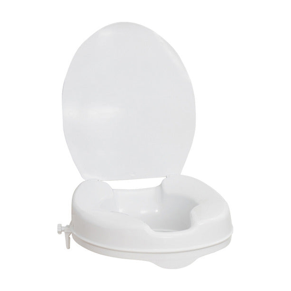 EA/1 AQUASENSE 4" ELONGATED RAISED TOILET SEAT W/ LID (300LBS CAP.) PLASTIC TOOL-FREE * Drive Medical item surcharge included in sell