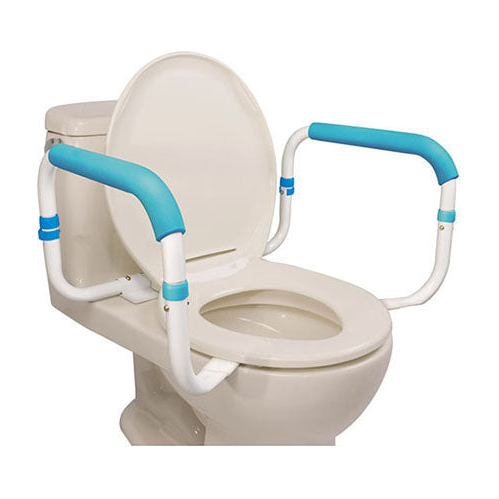 EA/1 AQUASENSE TOILET SAFETY RAIL STEEL FRAME W/ PADDED ADJUSTABLE ARMS (15 1/2 - 18"W) 300LBS CAP. * Drive Medical item surcharge included in sell