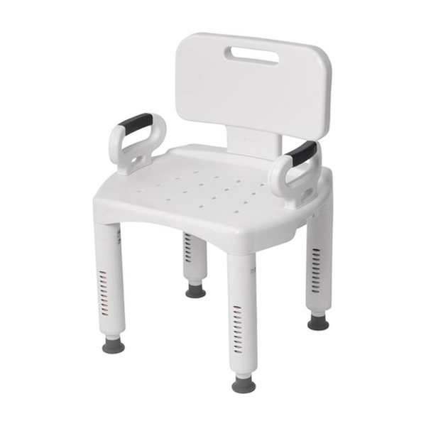EA/1 PREMIUM SERIES SHOWER CHAIR W/ BACK & ARMS ADJUSTABLE TOOL-FREE