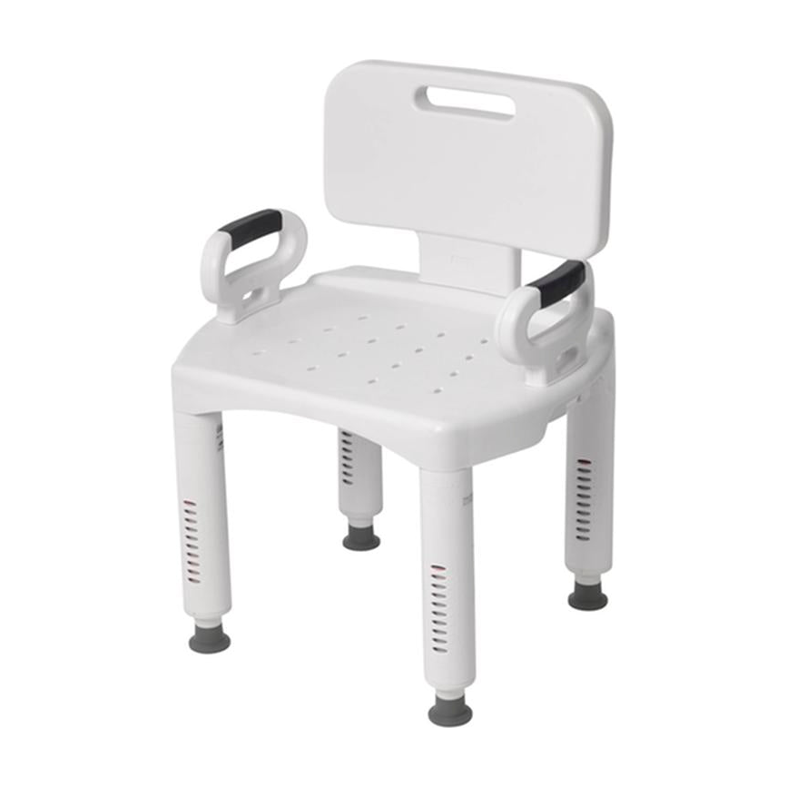 EA/1 PREMIUM SERIES SHOWER CHAIR W/ BACK & ARMS ADJUSTABLE TOOL-FREE