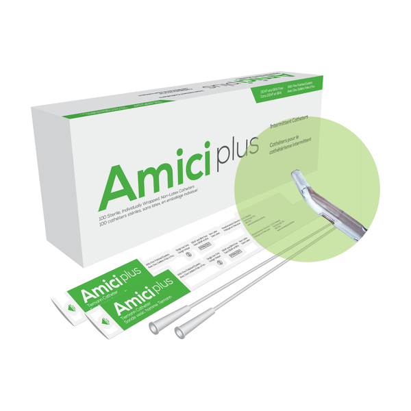 BX/100 AMICI PLUS TIEMANN INTERMITTENT CATHETERS, SIZE 12FR 16IN