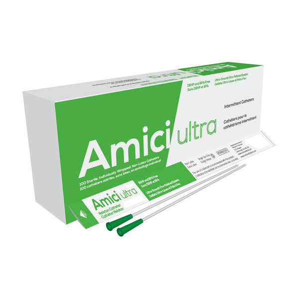 BX/100 AMICI ULTRA MALE INTERMITTENT CATHETERS, SIZE 14FR 16IN