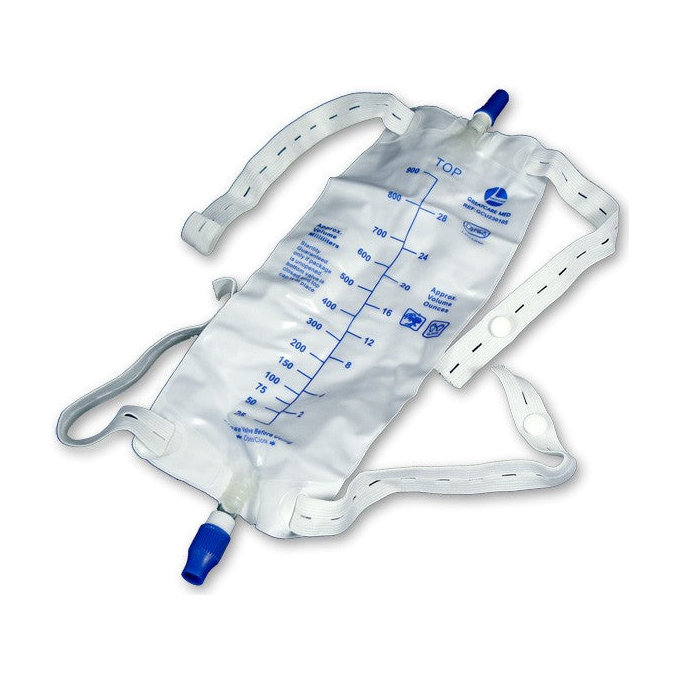 EA/1 LEG BAG, SIZE MEDIUM 600ML WITH ONE WAY VALVE,TWO LATEX STRAPS FOR SECURING BAG TO LEG