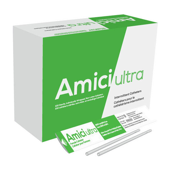 BX/100 AMICI ULTRA FEMALE INTERMITTENT CATHETERS, SIZE 16FR 7IN.
