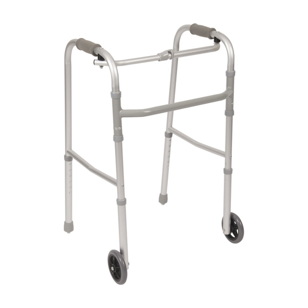 EA/1 SINGLE BUTTON FOLDING WALKER, STANDARD WITH TWO WHEELS AND TWO SKIS