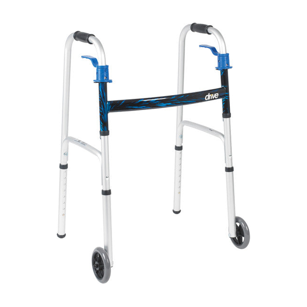 EA/1 DELUXE WALKER W/TRIGGER RELEASE & 5" WHEELS ADJUSTABLE (32 1/2"- 39 1/2")H LIGHTWEIGHT ALUMINUM * Drive Medical item surcharge included in sell
