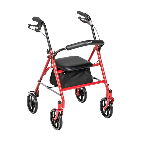 EA/1 FOUR WHEEL ROLLATOR ROLLING WALKER WITH FOLD UP REMOVABLE BACK SUPPORT, RED * Drive Medical item surcharge included in sell