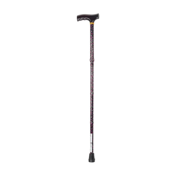 EA/1 LIGHTWEIGHT ADJUSTABLE FOLDING CANE WITH T HANDLE, BLACK FLORAL * Drive Medical item surcharge included in sell