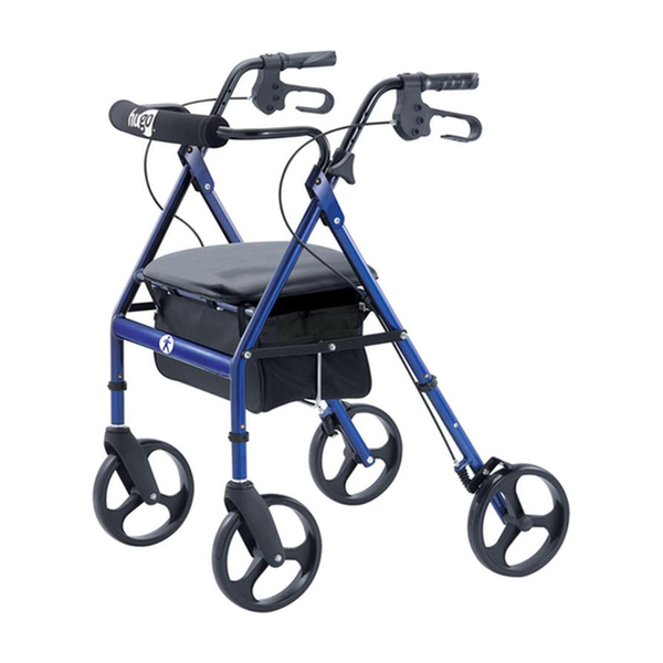 EA/1 PORTABLE ROLLATOR ROLLING WALKER WITH SEAT, BACKREST AND 8" WHEELS, BLUE * Drive Medical item surcharge included in sell