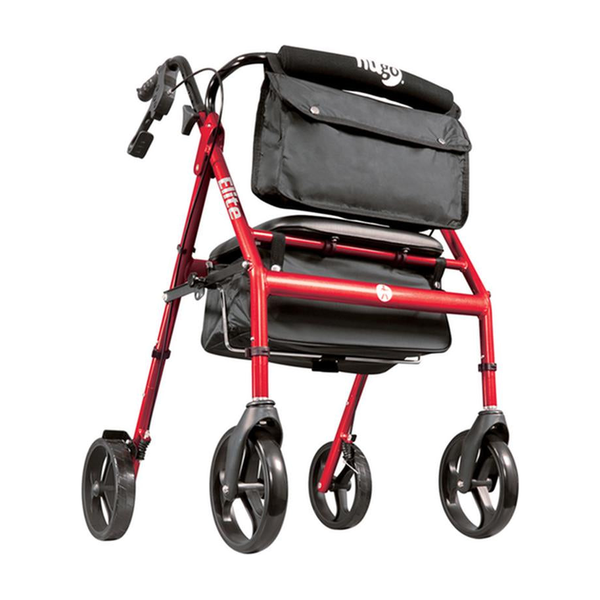 EA/1 ELITE ROLLATOR ROLLING WALKER WITH SEAT, BACKREST AND SADDLE BAG, GARNET RED * Drive Medical item surcharge included in sell