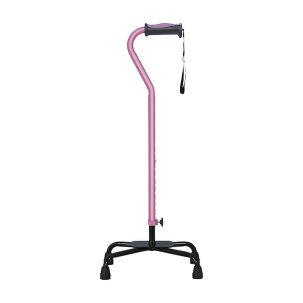 EA/1 ADJUSTABLE QUAD CANE FOR RIGHT OR LEFT HAND USE, LARGE BASE, ROSE * Drive Medical item surcharge included in sell
