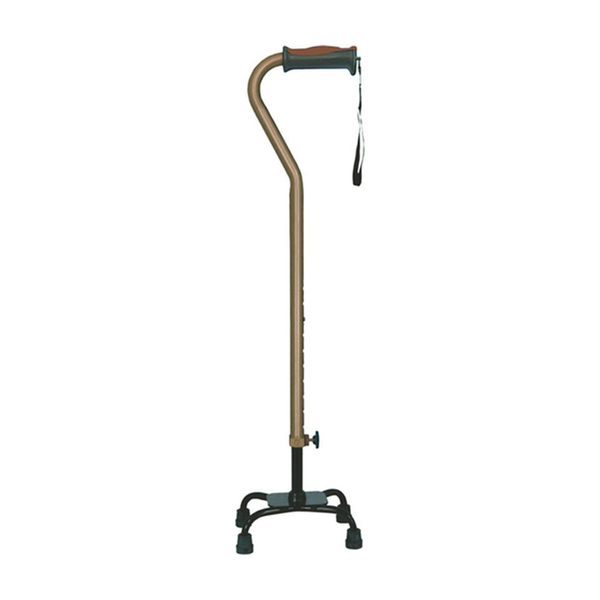 EA/1 ADJUSTABLE QUAD CANE FOR RIGHT OR LEFT HAND USE, SMALL BASE, COCOA * Drive Medical item surcharge included in sell