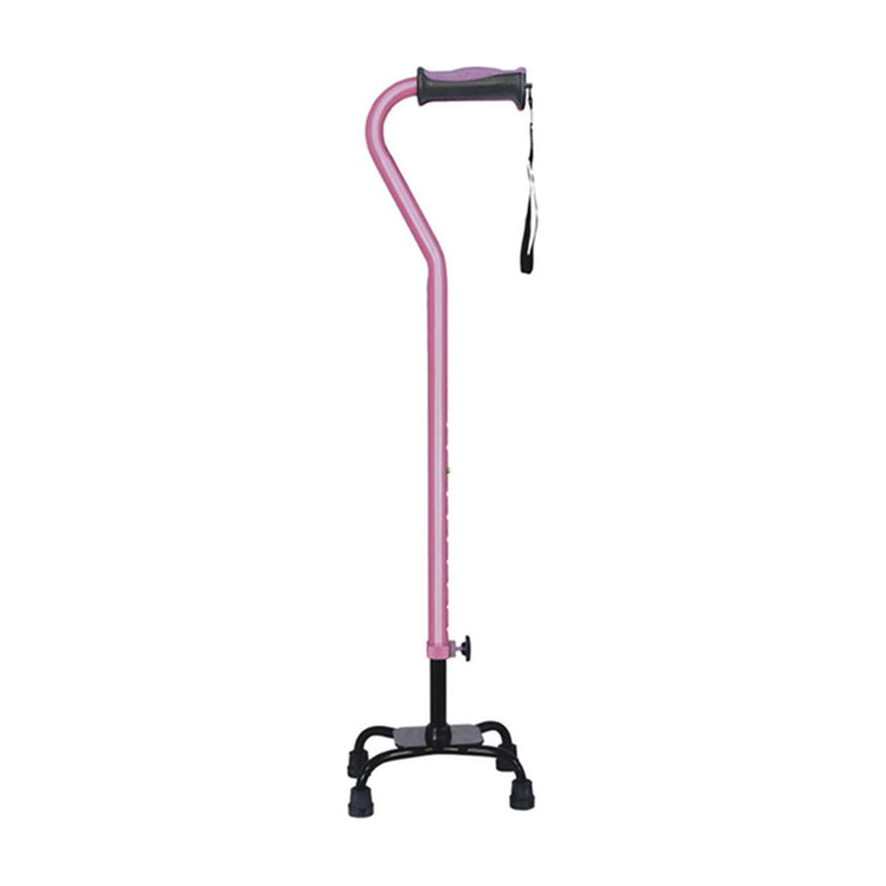 EA/1 ADJUSTABLE QUAD CANE FOR RIGHT OR LEFT HAND USE, SMALL BASE, ROSE * Drive Medical item surcharge included in sell